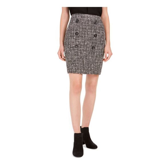 BAR III Womens Black Textured Short Wear To Work Pencil Skirt 14